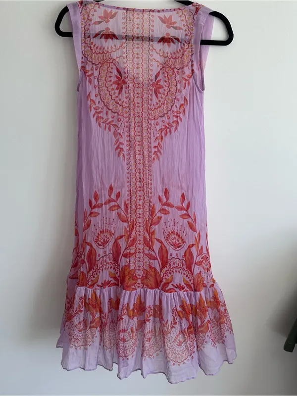 Anthropologie Floreat Wisteria Silk Sheer Boho Dress - Image 10