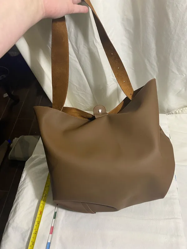 Reversible Brown Suede Shoulder Bag tote bag - Image 7