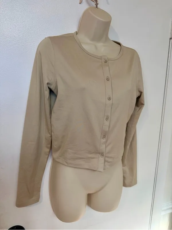 Lot of 2 CRZ YOGA Cloud Jersey Button Cardigans Size S White & Mojave Tan - Image 11