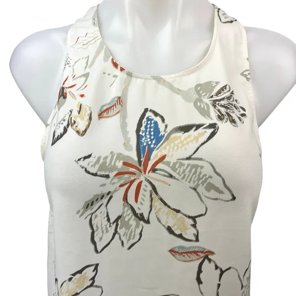Aritzia Wilfred White Silk Floral Print Sleeveless Racerback Blouse Tank Top S - Image 3