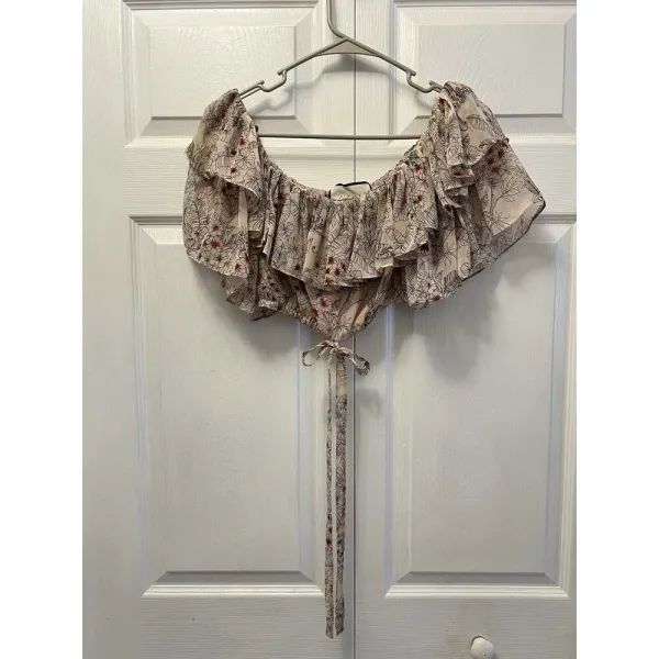 ALEXIS Adona Floral Off Shoulder Crop Top Size‎ Small Misty Rose Msrp $330 - Image 8