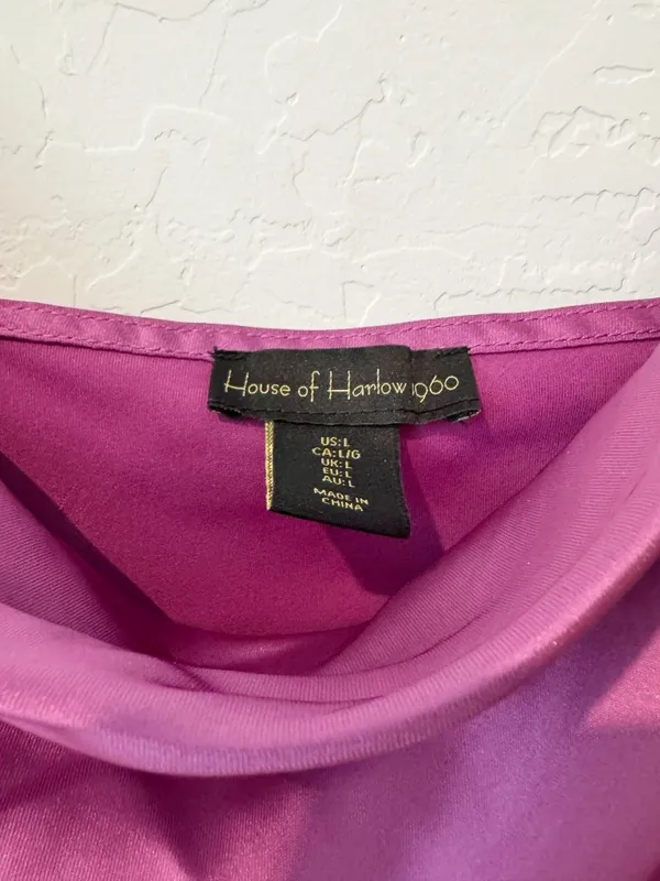 House of Harlow Cowl‎ Neck Bodysuit Large Satin Adjustable Summer Quiet Luxury - Image 4
