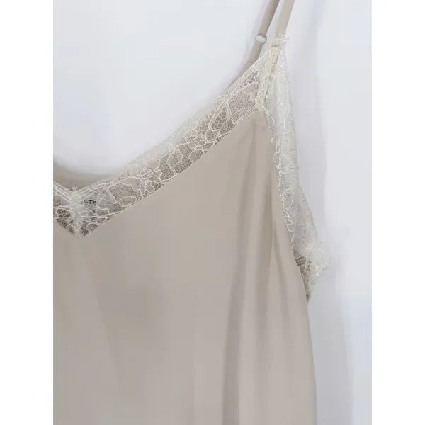 Babaton Aritzia Lace Trim Cami Tank Top Size S Light Beige Silky V-Neck - Image 4