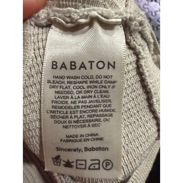 Babaton Sculpt Knit Deep V-Neck Crop Tank‎ Top Beige XS - Image 5