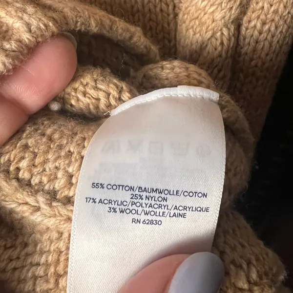 Lands' End Tan Cowl Neck Cable Knit Sweater Academia Fishetman Coast Grandpa - Image 4