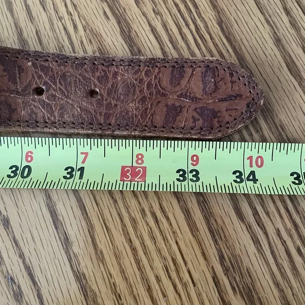 Woodward Cowhide Leather Crocodile Embossed Brown Belt Size M - Image 7