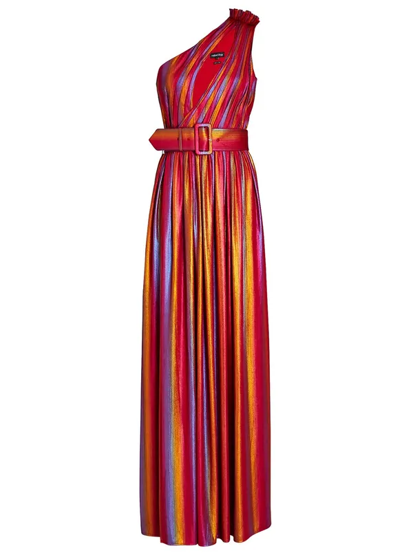 Retrofête Andrea Maxi Dress In Rainbow Red - Image 3