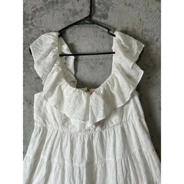 Lilly Pulitzer Emie Dress White‎ Eyelet Babydoll Fit Flare Cottagecore Size 10 - Image 3