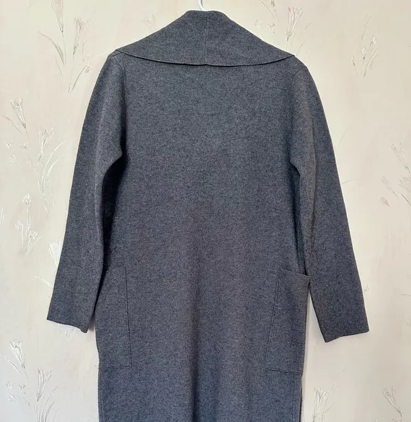 Long Knit Coat with Draped Neck - Image 5