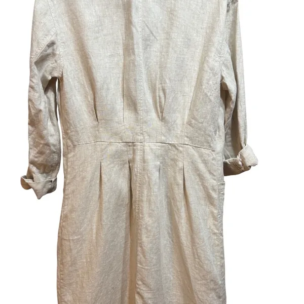 Avec Les Filles Oversized Light‎ Tan Linen Trench Coat Sz S Linencore Neutral - Image 15