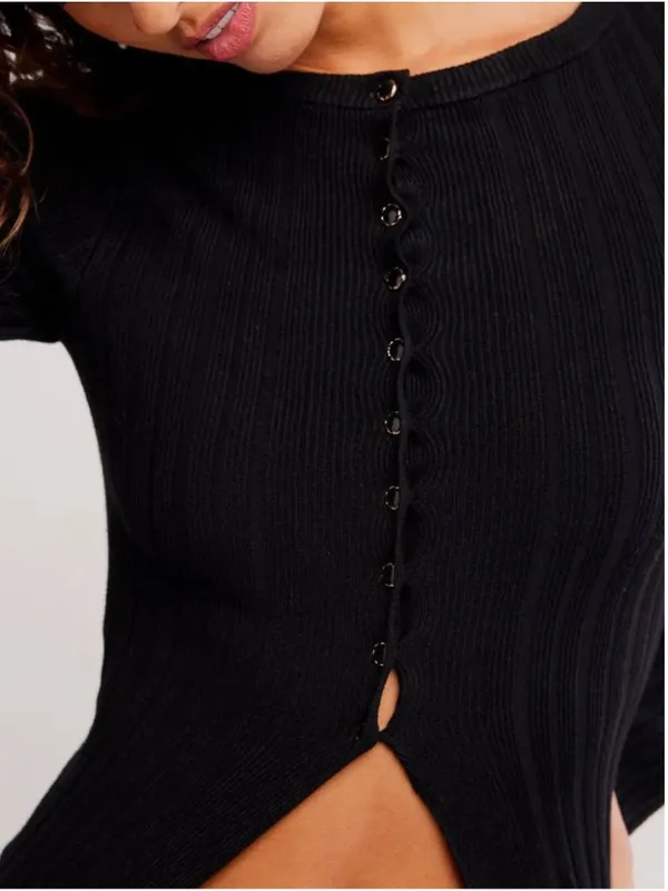FREE PEOPLE NWT East Side Cardigan / Black - Image 3