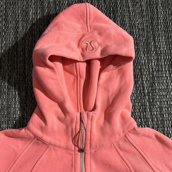 Lululemon Scuba Oversized Half Zip Hoodie Cotton Terry Raspberry Cream Size XS/S - Image 3