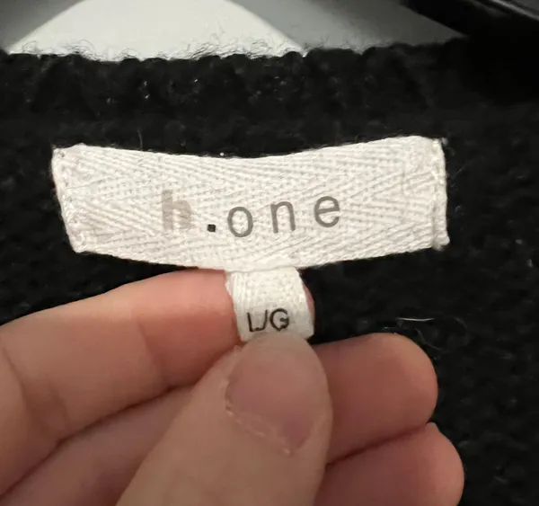 H One Black Knit Oversized Pullover Sweater Size L - Image 8