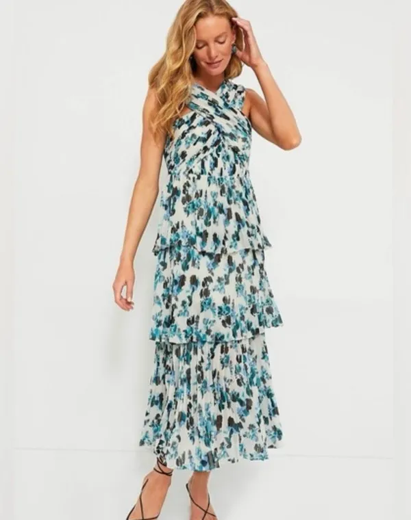 Tuckernuck NWT blue bluebell Gwen dress tiered maxi size M - Image 10