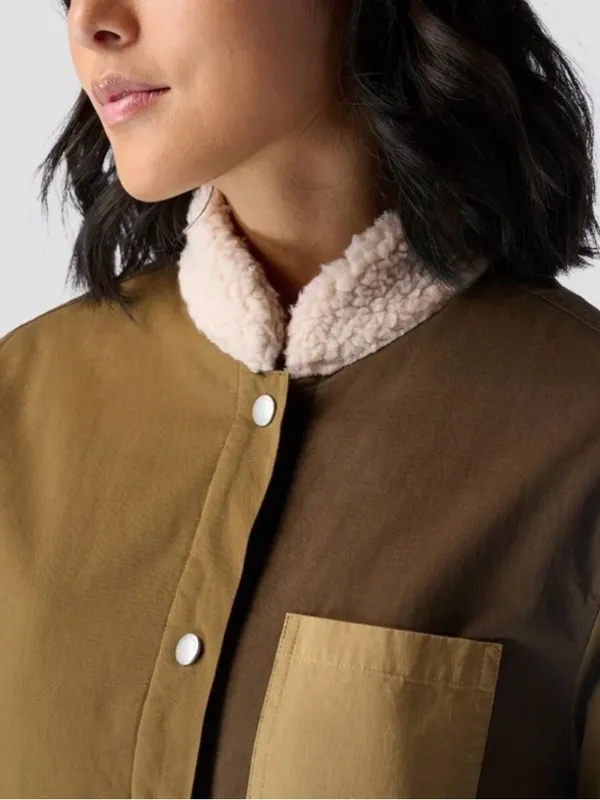 Backcountry Patchwork Sherpa Barn Jacket Tan Size XS - Image 3