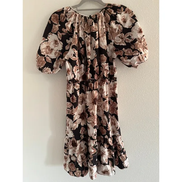 Rails Khloe Mini‎ Puff Sleeve Dress Womens Medium Sepia Floral Preppy Cotton - Image 3