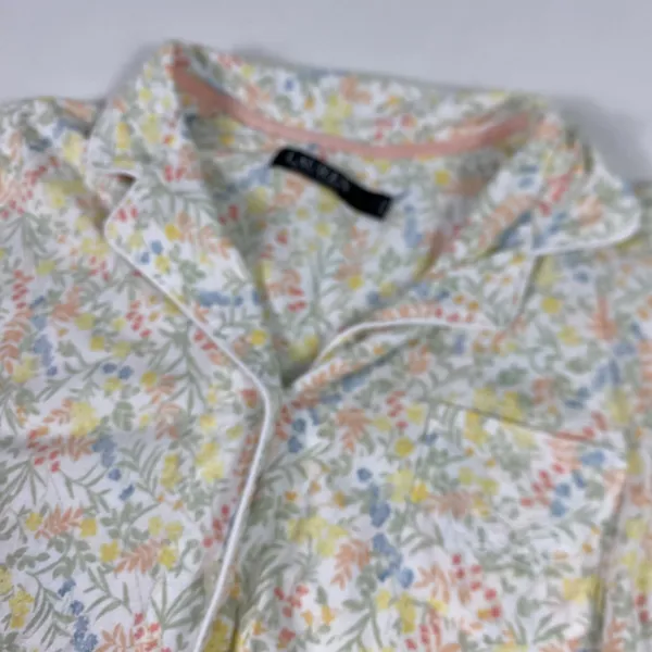 Lauren Ralph Lauren Pajama Shirt‎ Womens Large White Floral Print Top Sleepwear - Image 2
