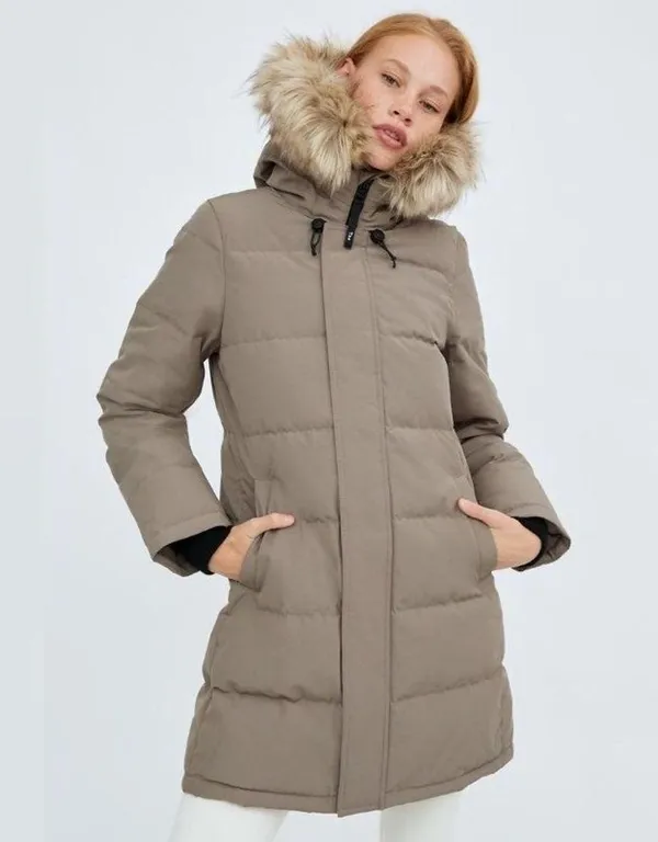 Aritzia Tna The Powder Parka Jacket Modern Taupe Goose Down like new Small - Image 3