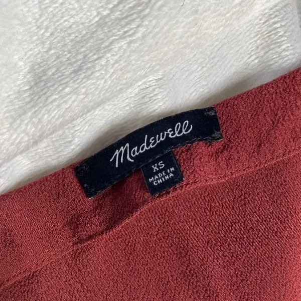 Madewell Novel Burgundy Viscose‎ Blend V Neck Short Sleeve Casual Dress XS - Image 3