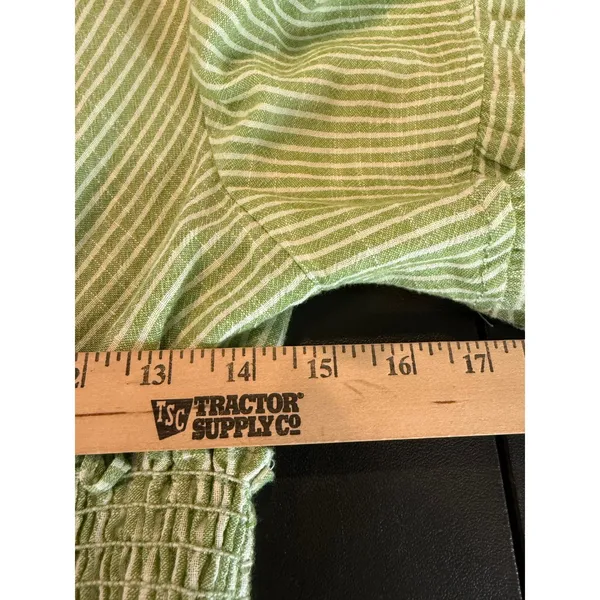 Max Studio Womens Size M Mini Dress Green White Striped Smocked Tiered Ruffle‎ - Image 4