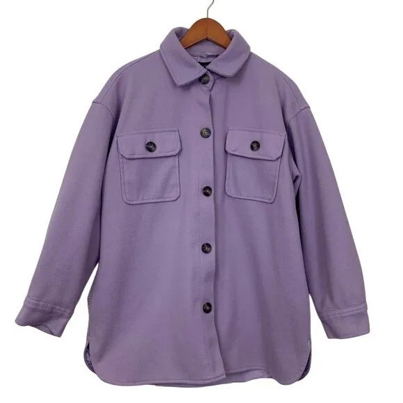 Forever 21 Women's S‎ Lavender Purple Oversized Button Up Shacket Shirt Jacket - Image 2