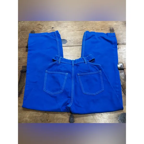 ZARA Cutout Waist Wide Leg Jeans Blue High Rise Size 0 Trendy Statement Denim - Image 3