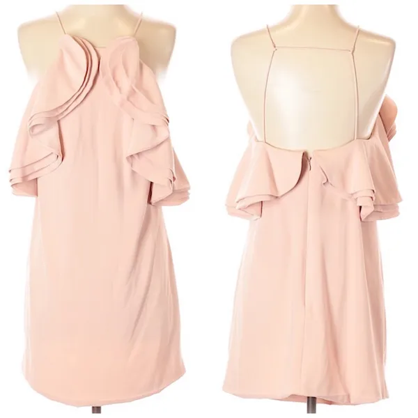 C/Meo Midnight Sky Ruffle Pink Dress Girly XS REVOLVE - Image 3