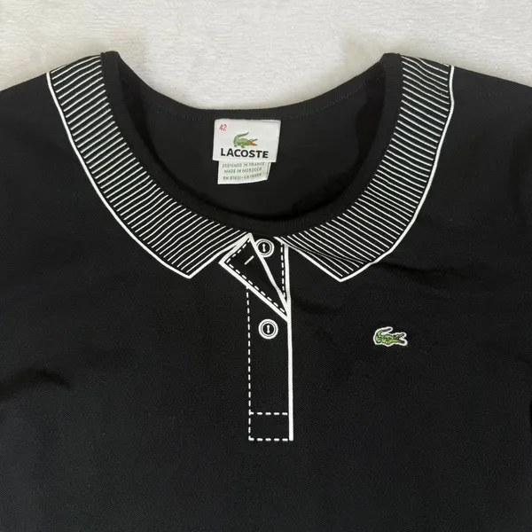 Lacoste Womens Black Piqué Cotton Stretch Polo T-Shirt Dress Size 42 F4811 - Image 2