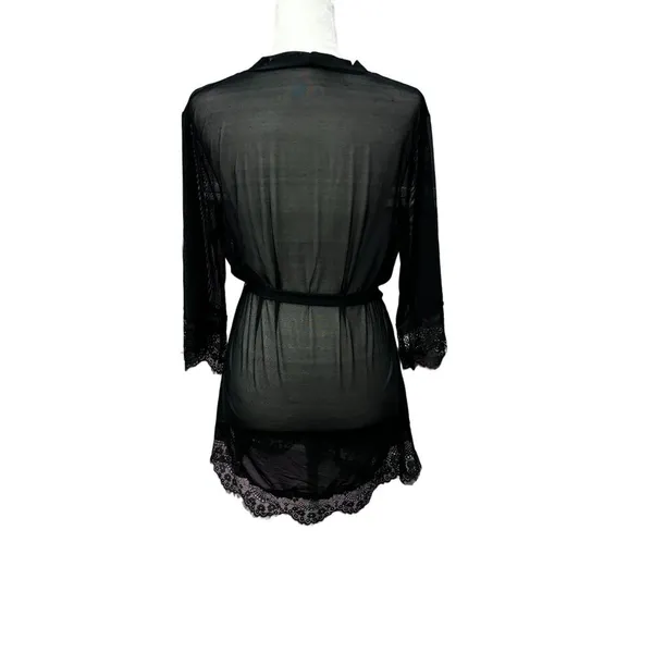 Shirley Of Hollywood Robe Black Mesh & Lace Size L - Image 2