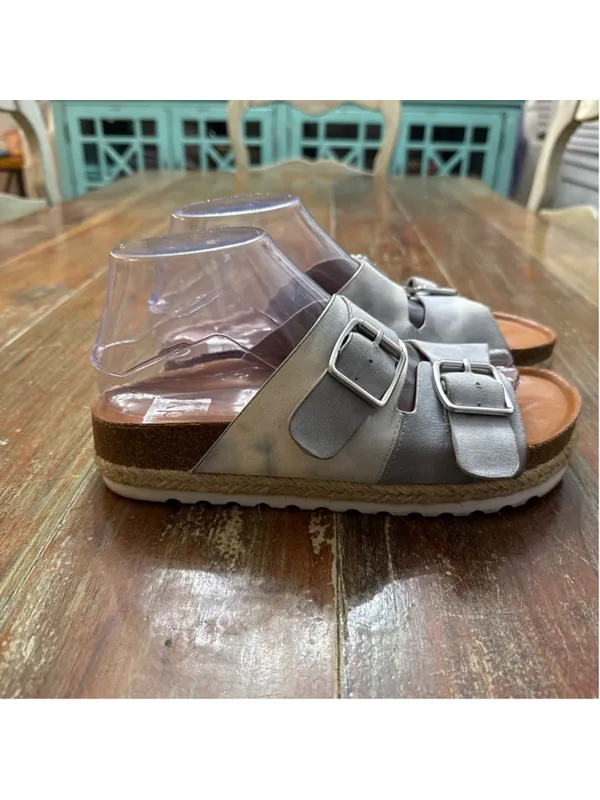 DV Dolce Vita Carther Tie Dye Slide Sandals Women's Size 8 Gray Blue Platform - Image 3