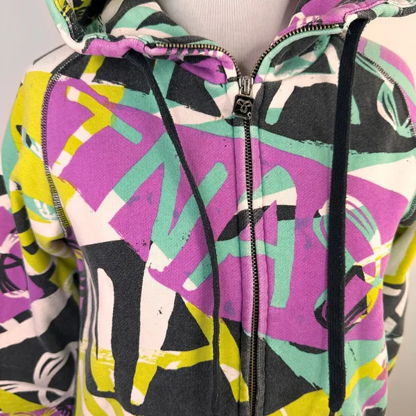 TNA Graphic Graffiti Zip Up Hoodie Sweatshirt Size Small - Image 2