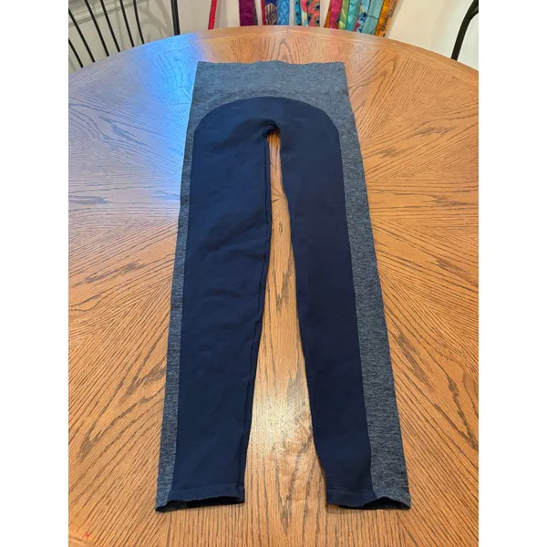 Spanx Leggings Womens XL Navy Blue Gray Colorblock Seamless High Waist Active - Image 5