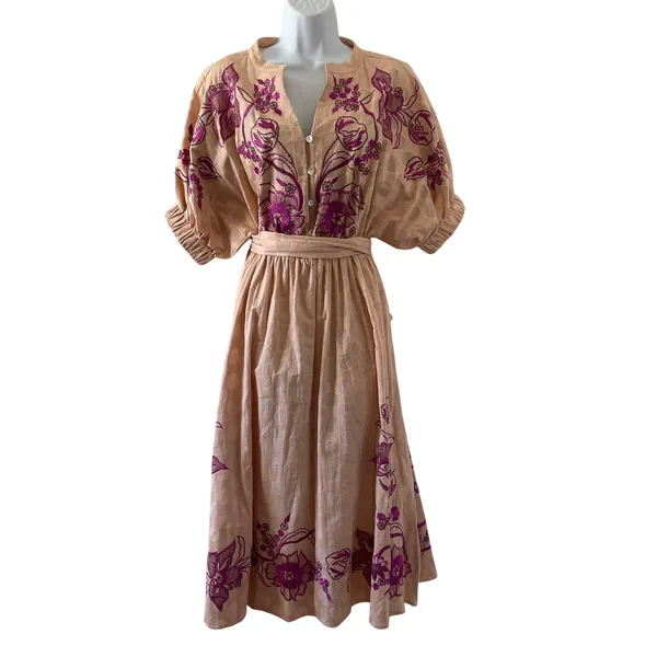 Misa Los Angeles Dress Small Lusila Embroidered Boho Peasant Cottage Pockets - Image 2