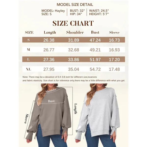 Trendy Queen‎ Oversized Gray Sweatshirt Womens Medium Side Slit Boho Raw Seam - Image 11