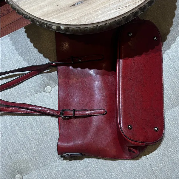 Non Signe Red Leather Tote Bag - Image 5
