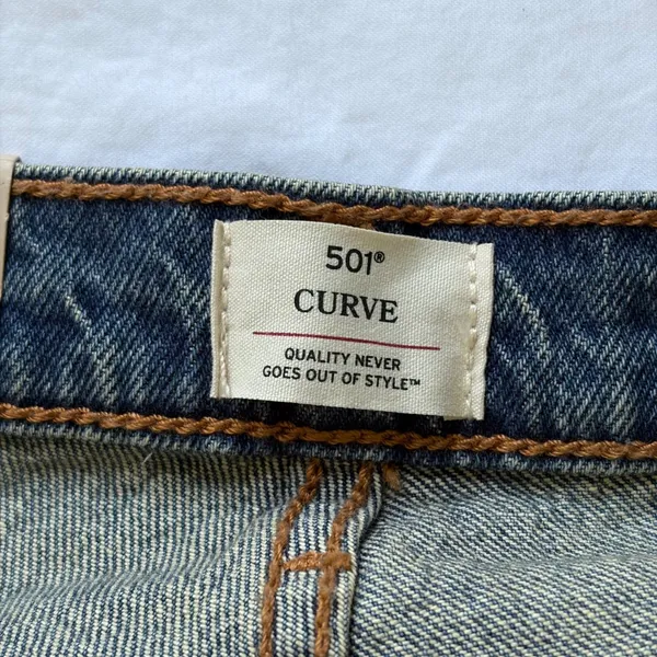 Levis 501 Curve Stretch High Rise Straight‎ Leg Blue Embellished Jeans 30x30 - Image 6