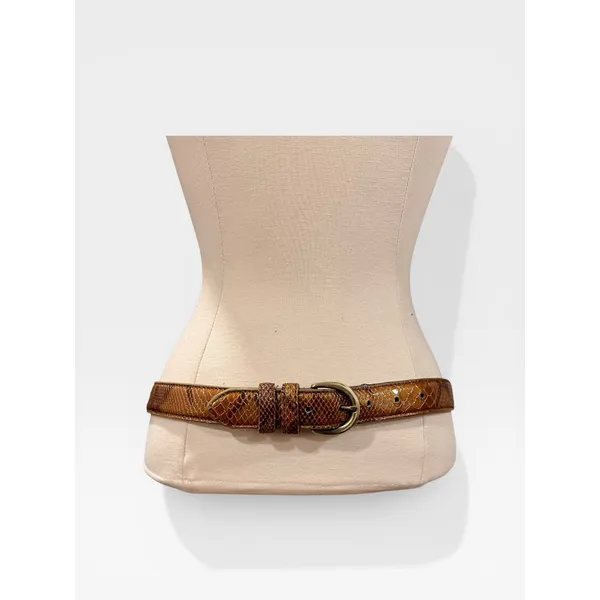 American Vintage Vintage Genuine Snakeskin Leather Belt Brown Python S/M 29–33” - Image 3