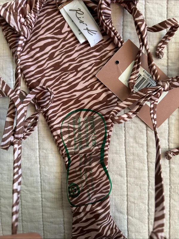 Dippin’ daisy’s Ris-k swim animal print cheeky sexy bikini set M anthro - Image 5