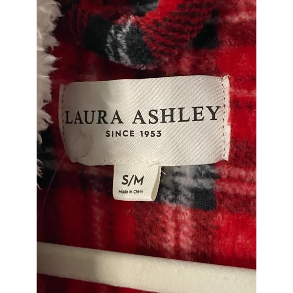 New Laura Ashley Plaid Christmas winter Bath robe Sz S/M -‎ missing belt - Image 5