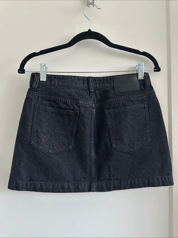 Princess Polly Nickei Denim Mini Skirt Black - Image 6