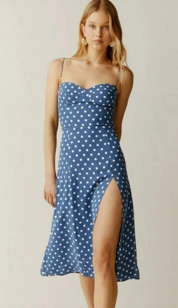 💕REFORMATION💕 Juliette Dress ~ Lazuli Blue Polka Dot Print 6 - Image 2