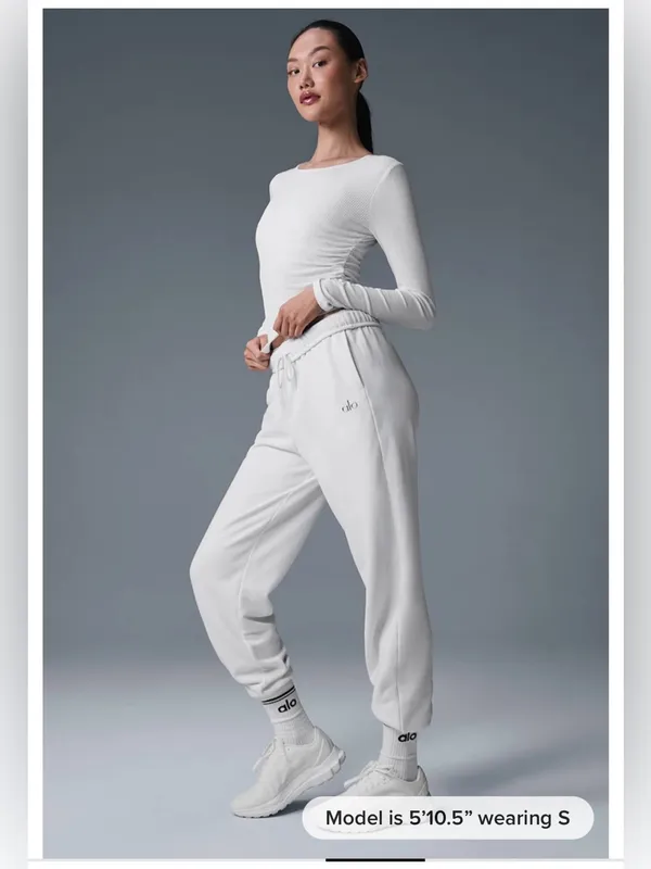 Alo Yoga Gather Long Sleeve Top in White or Ivory - Image 4