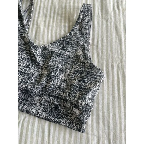 Buffbunny Strappy Back Sports Bra Size Large Black White Print - Image 6