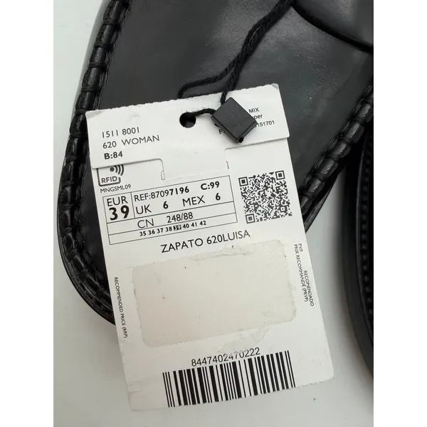 MNG Mango Luisa 100% Black Leather Preppy Penny Loafers Minimalist EU 39 US 8.5 - Image 5