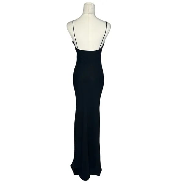 Vintage Zum Zum Black Feather Trim Eveningwear Maxi Prom Dress Gown Whimsigoth - Image 3
