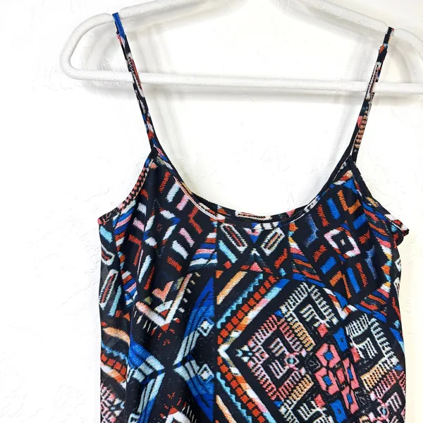 Show Me Your Mumu Bella Trapeze Black Geometric Guatemala Print Flowy Mini Dress - Image 3