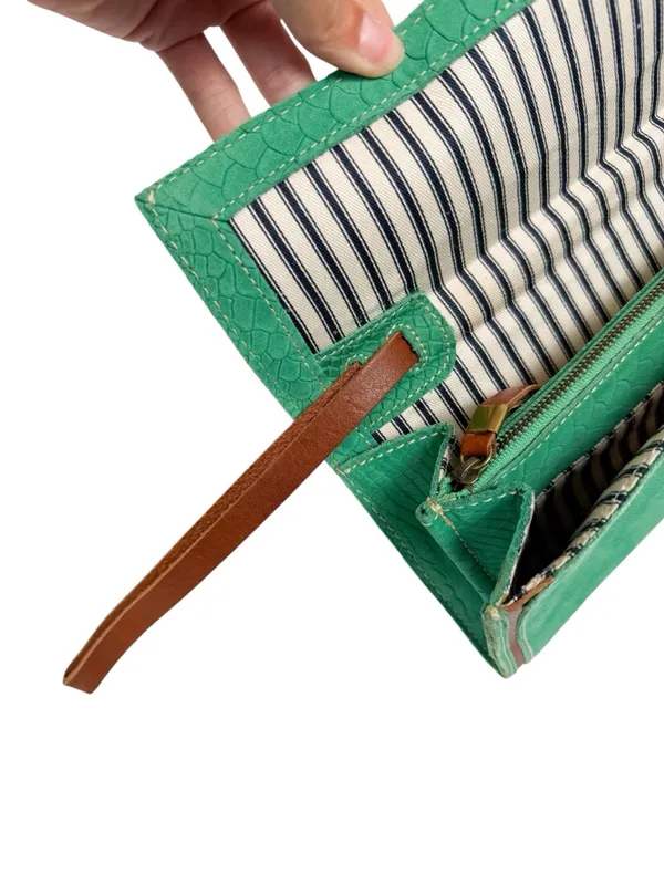 Madewell 1937 Accessories Green Suede Snakeskin Leather Wristlet Clutch Wallet - Image 9