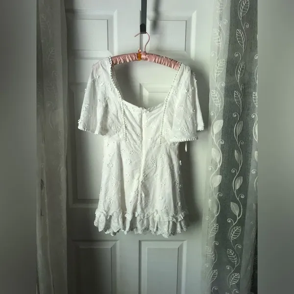 Showpo. Fancy A Spritz Square neck Mini Dress Embroidery floral babydoll size 8 - Image 9