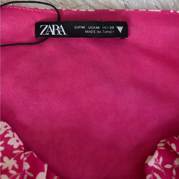 Zara Pink Floral Corset Bodysuit Side Zipper Closure Size M - Image 3