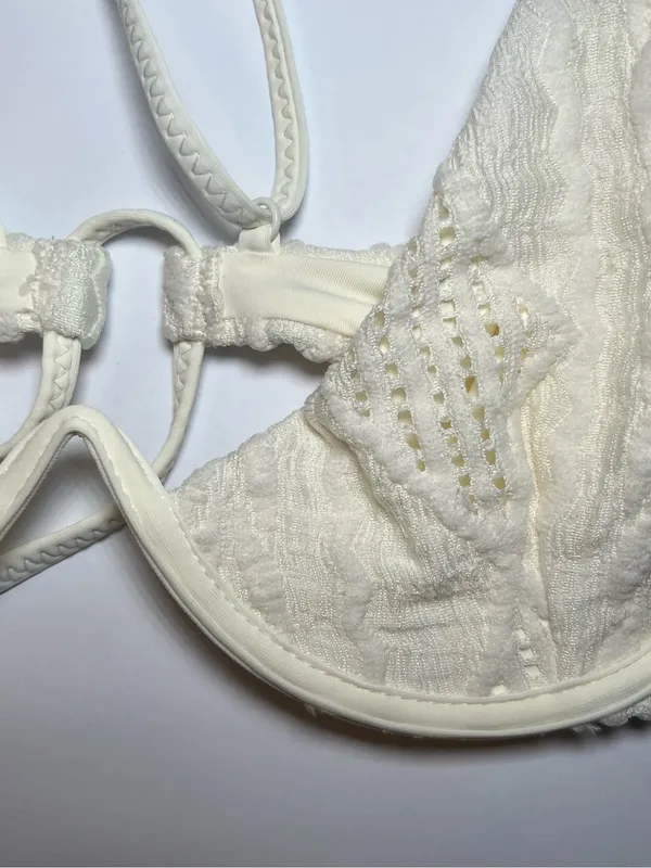 ONEONE two piece swimwear Cream Textured Underwire Bikini Set size medium - Image 5